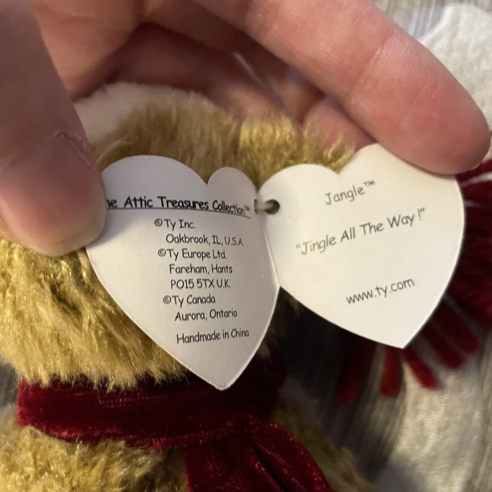 Lot of 2 TY Beanie Babies 1997 Holiday "Teddy" Bear & TY "Jangle" Bear -Set of 3 - Picture 6 of 6